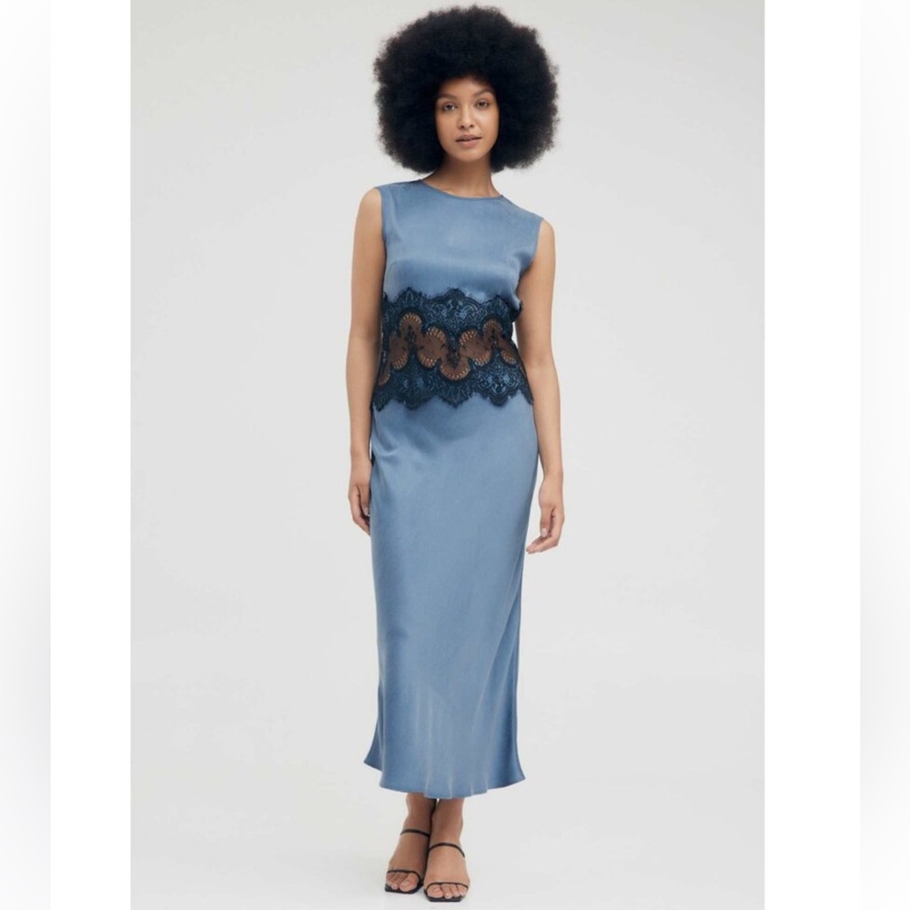 Third Form Visions Lace Trim Dress - Sapphire